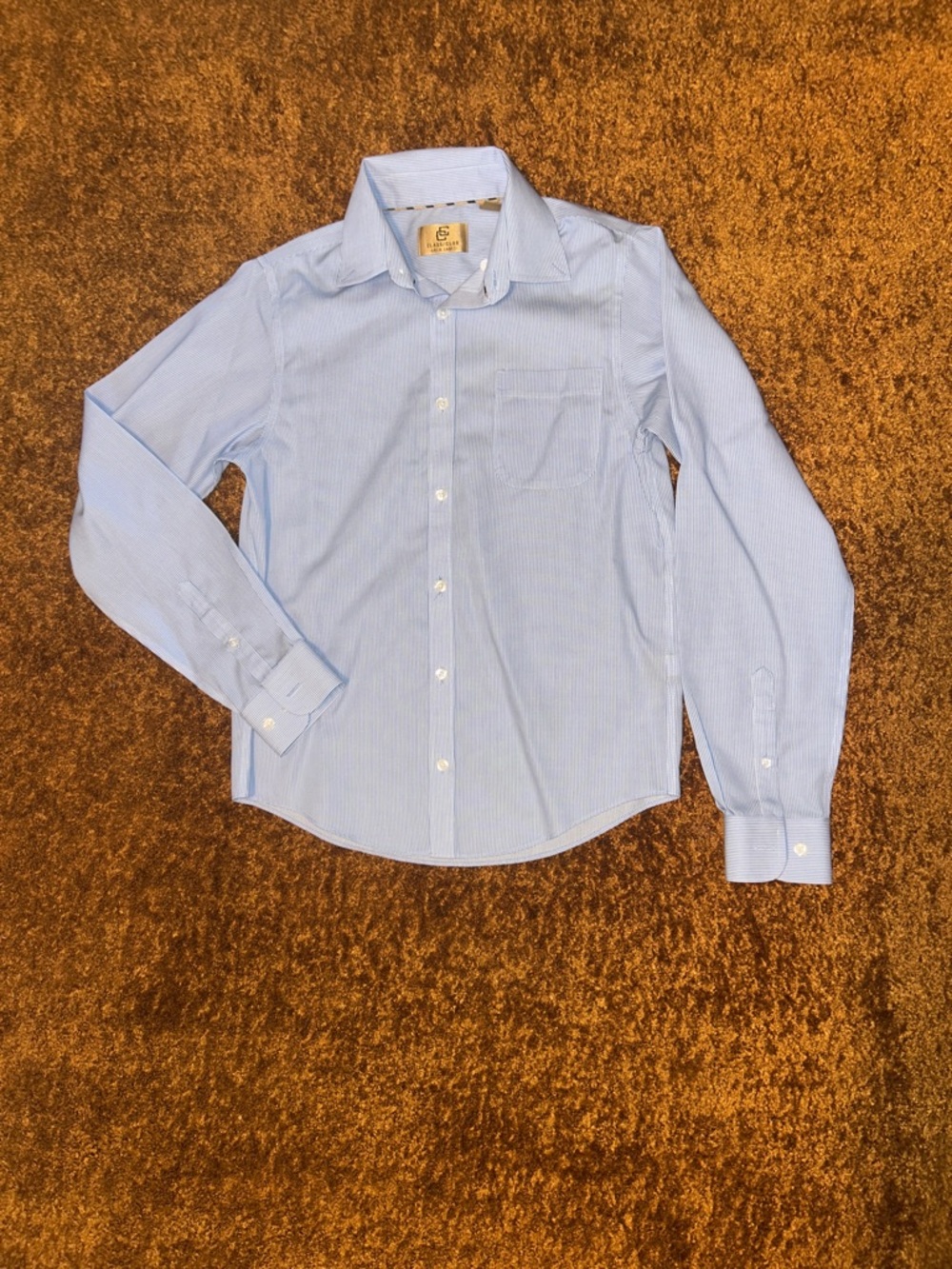 Class Club Blue and White Pinstripe Boys' Button-Down Shirt